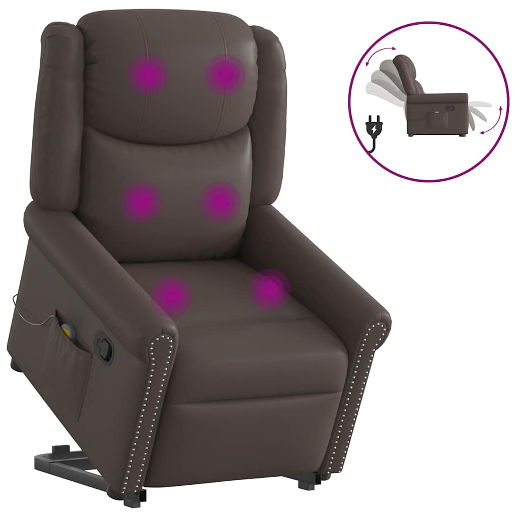 Poltrona massagens reclinável elevatória couro artificial