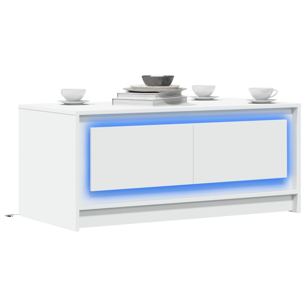 Mesa de centro com luzes LED derivados de madeira branco