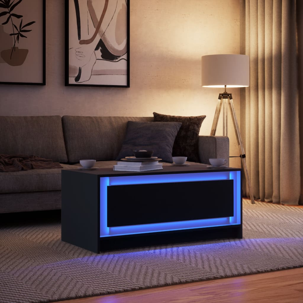 Mesa de centro com luzes LED derivados de madeira branco