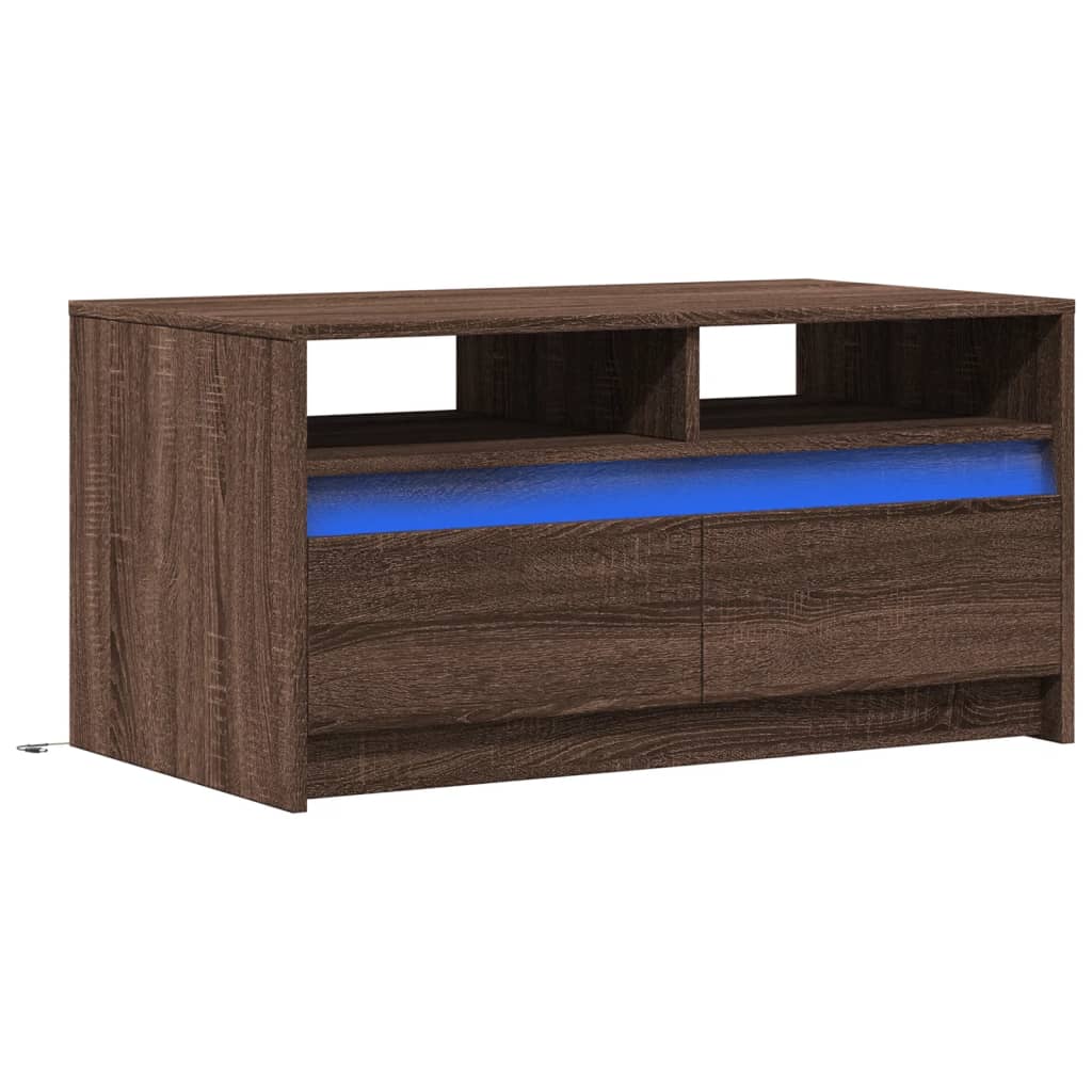 Mesa de centro com luzes LED derivados de madeira branco