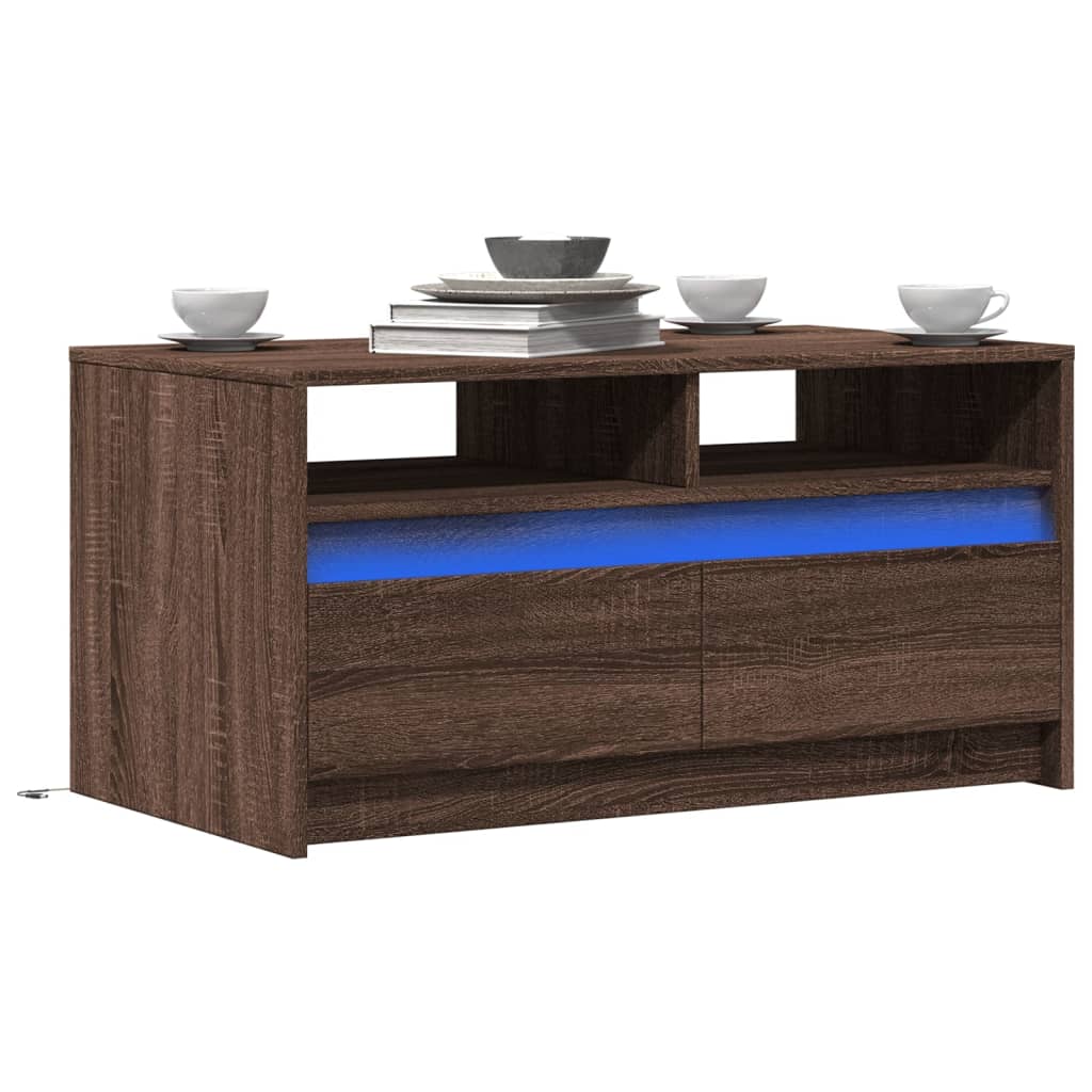 Mesa de centro com luzes LED derivados de madeira branco