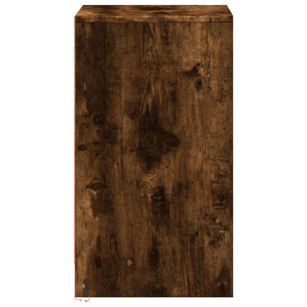 Mesa de cabeceira com luzes LED derivados de madeira branco