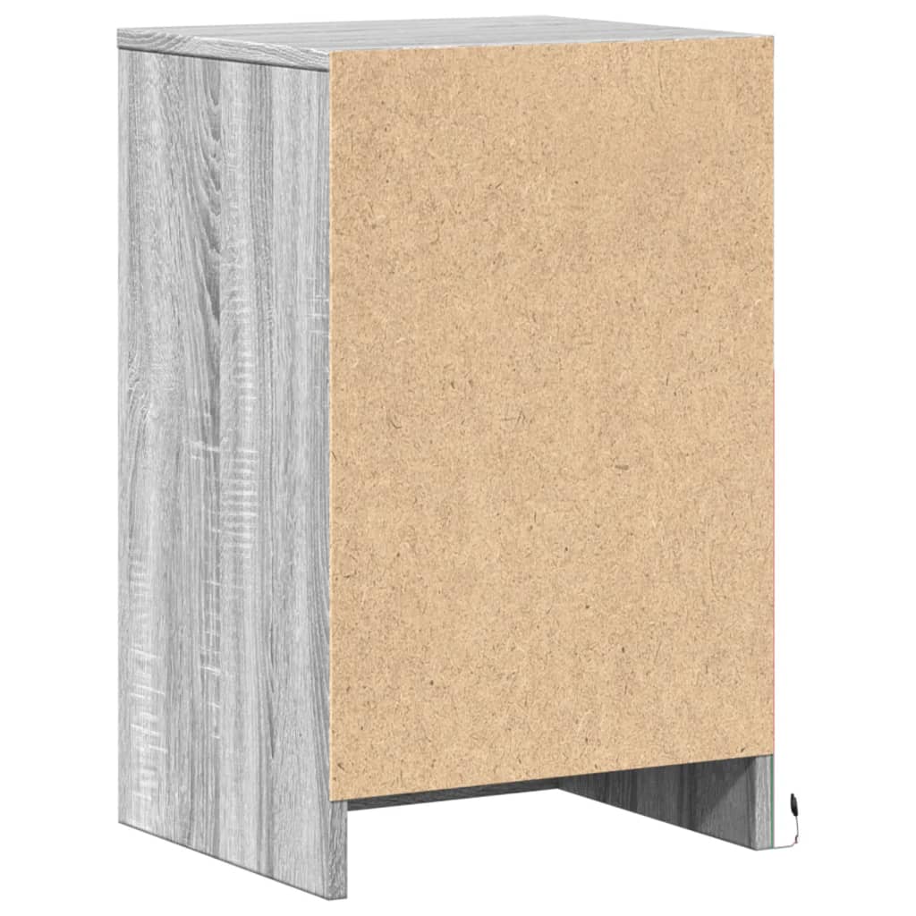 Mesa de cabeceira com luzes LED derivados de madeira branco