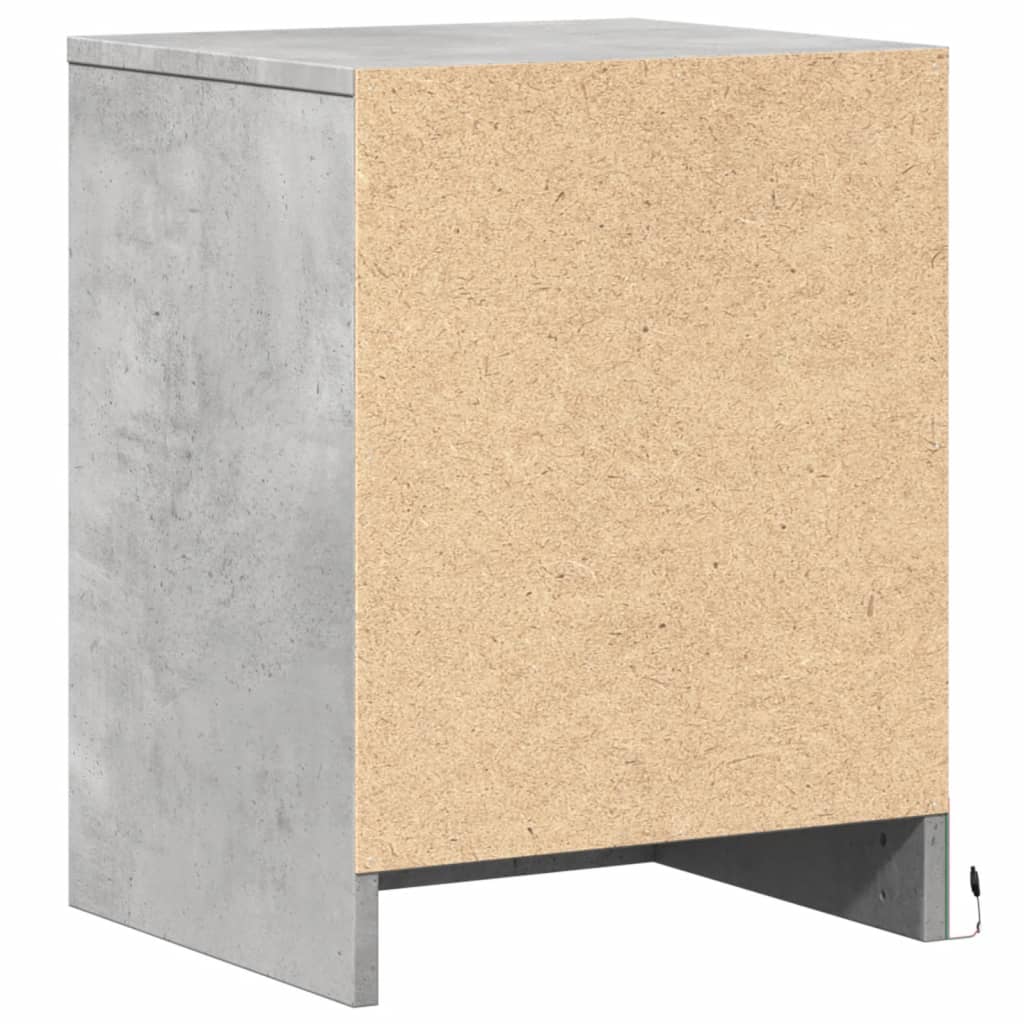 Mesa de cabeceira com luzes LED derivados de madeira branco