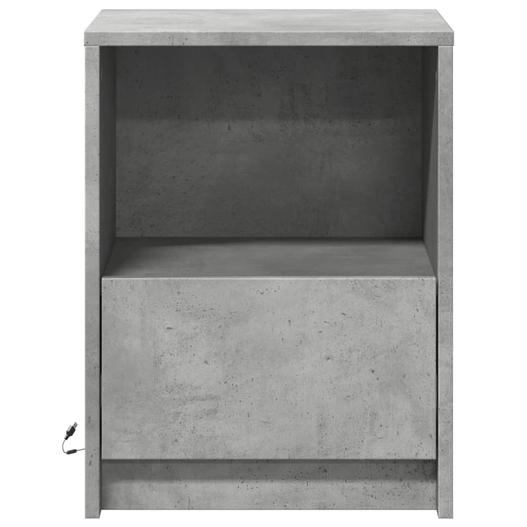 Mesas de cabeceira c/ luzes LED 2 pcs derivados madeira branco