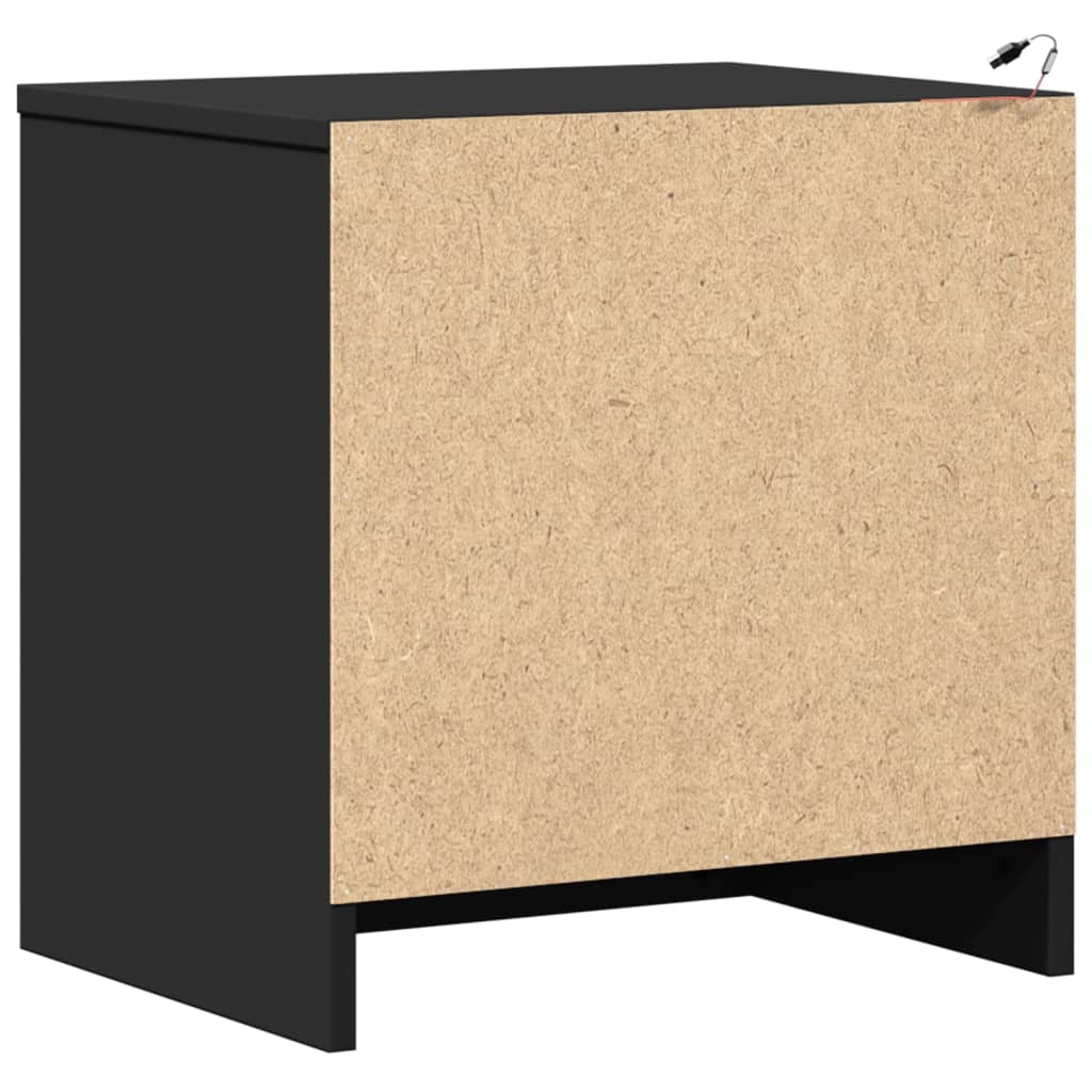 Mesas de cabeceira c/ luzes LED 2 pcs derivados madeira branco