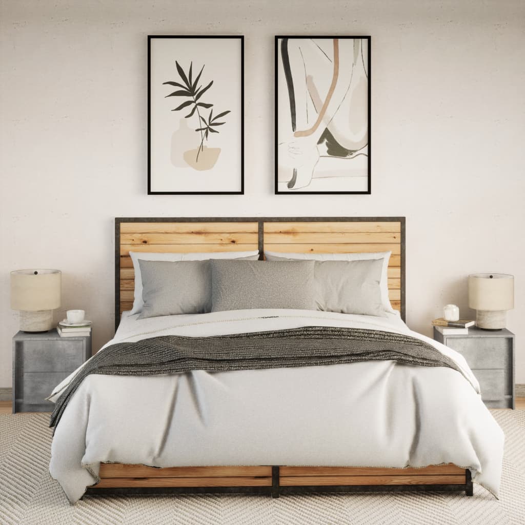 Mesas de cabeceira c/ luzes LED 2 pcs derivados madeira branco