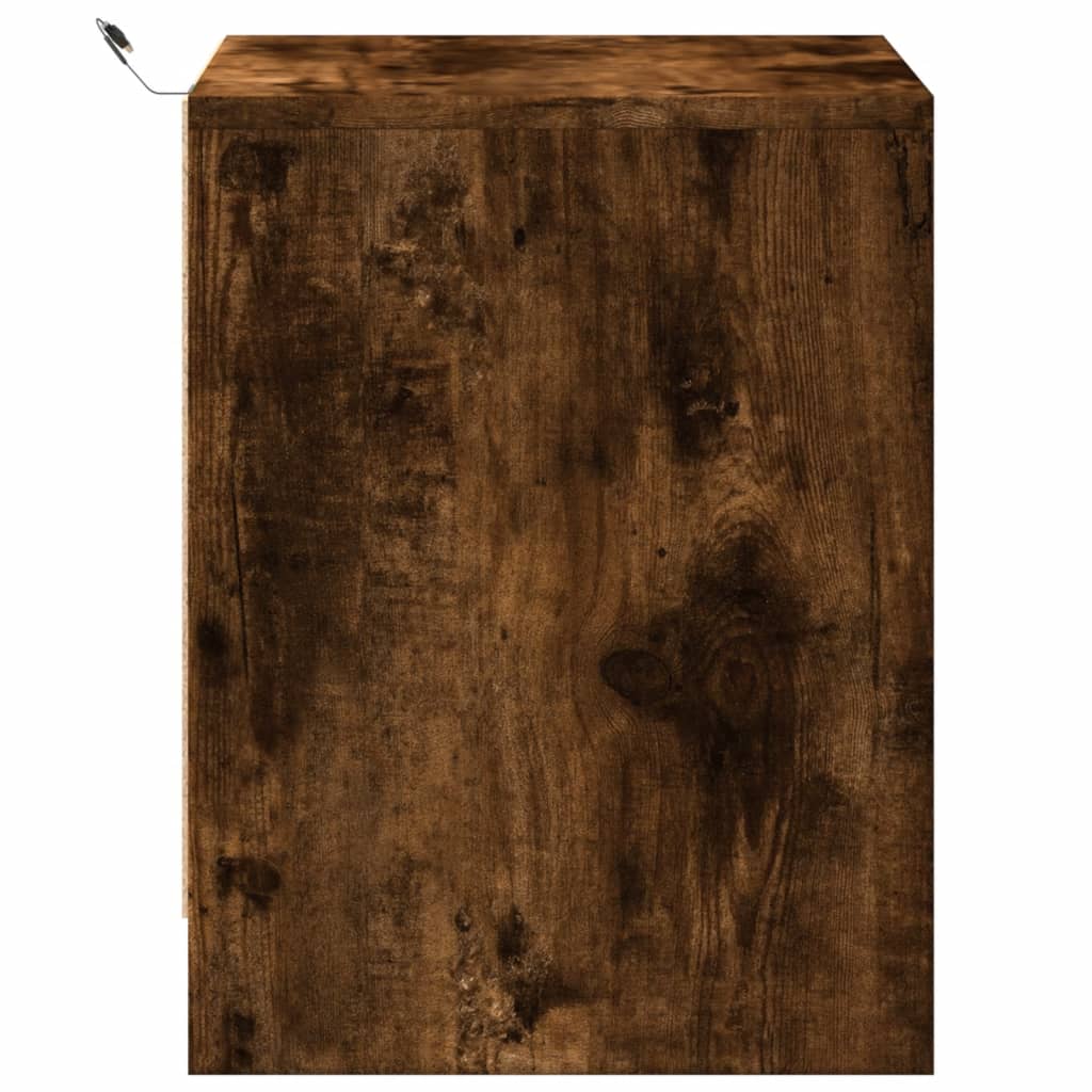 Mesa de cabeceira com luzes LED derivados de madeira branco