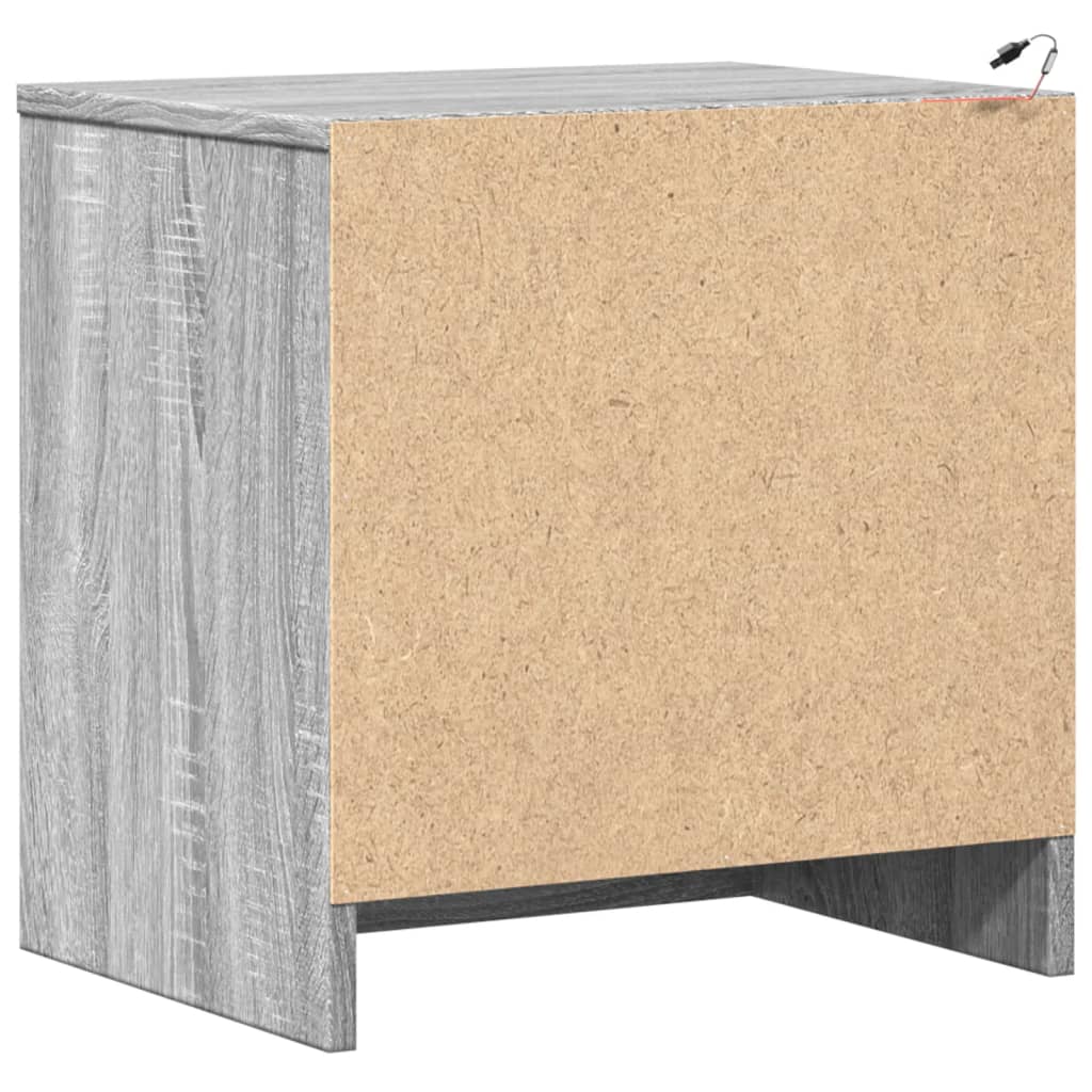 Mesas de cabeceira c/ luzes LED 2 pcs derivados madeira branco