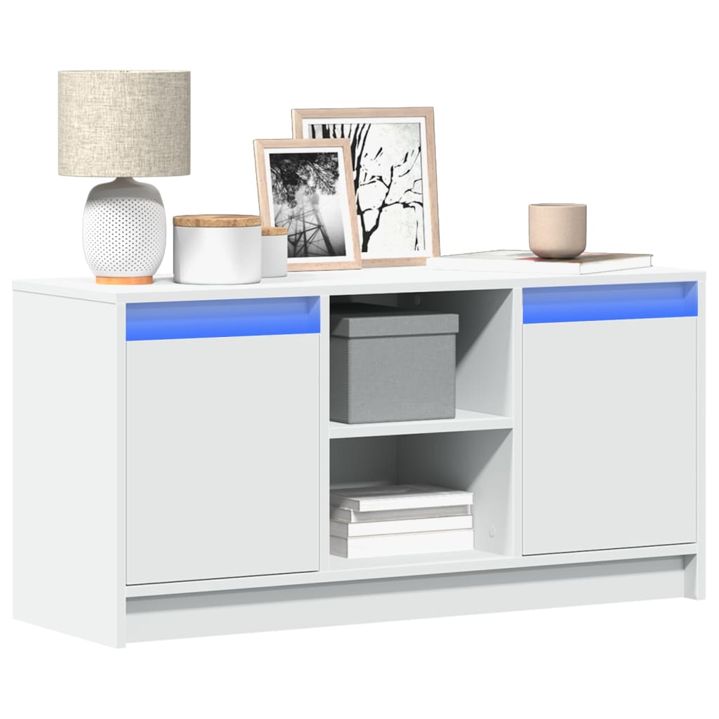 Móvel de TV com luzes LED derivados de madeira branco