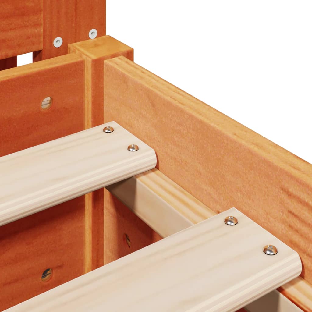 Cama sem colchão 100x200 cm pinho maciço castanho-mel