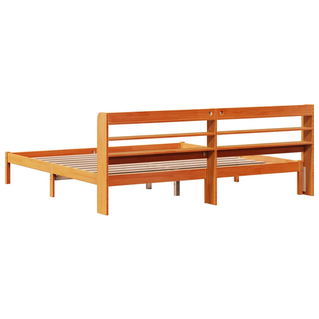 Estrutura cama c/ cabeceira 180x200cm pinho maciço castanho-mel