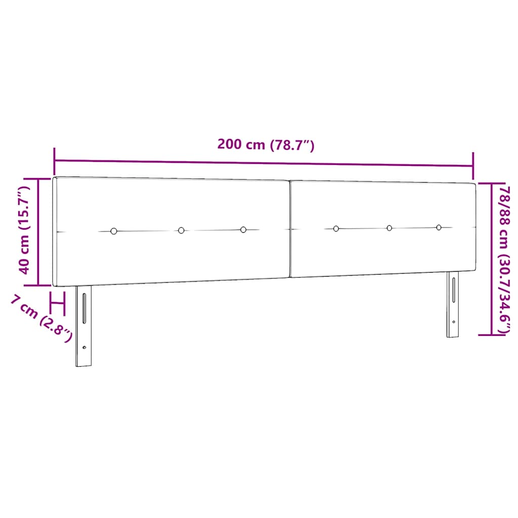 Cabeceira LED com cabeceira Cinzento-acastanhado 200 cm tecido