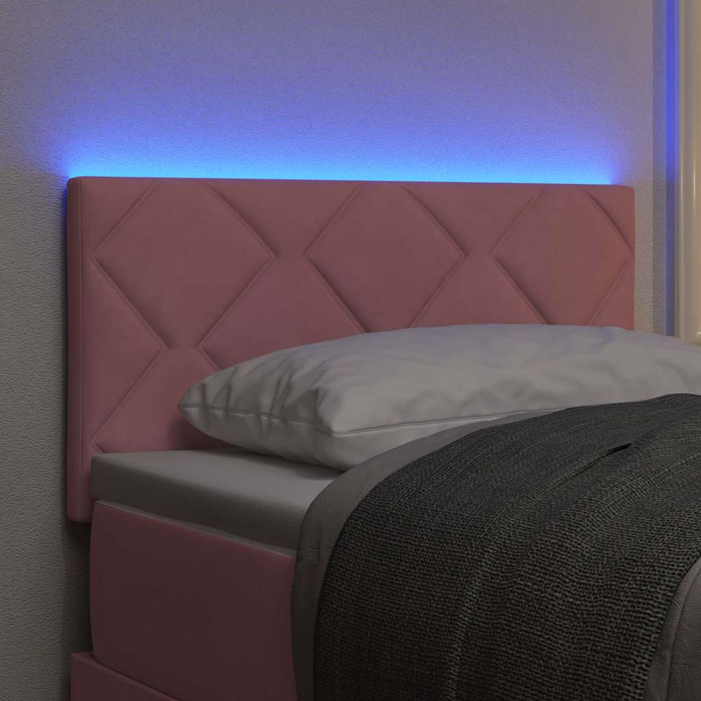 Cabeceira LED com luzes de tira LED Manual Rosa 80 cm Veludo