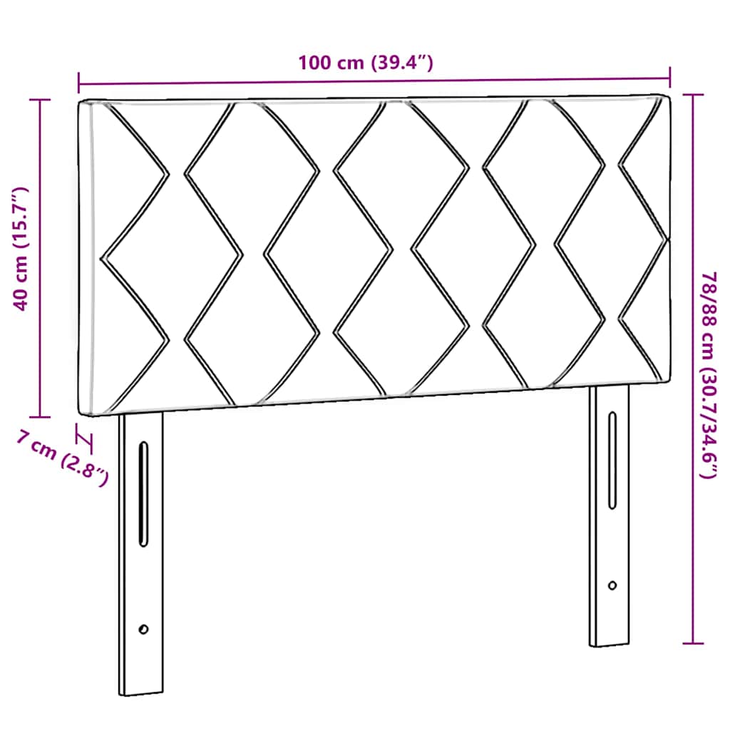 Cabeceira LED Geométrico Manual Cinzento-claro 100 cm Veludo