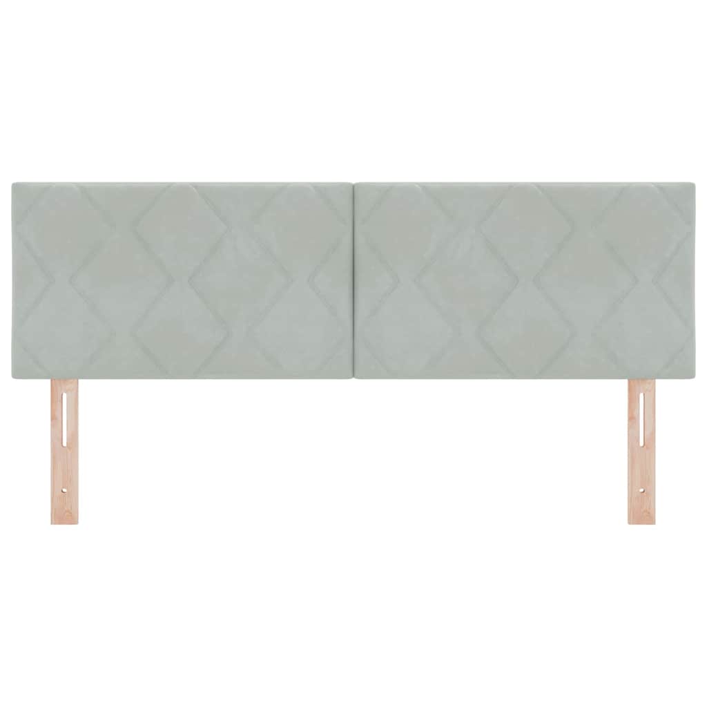 Cabeceira LED Geométrico Manual Cinzento-claro 144 cm Veludo