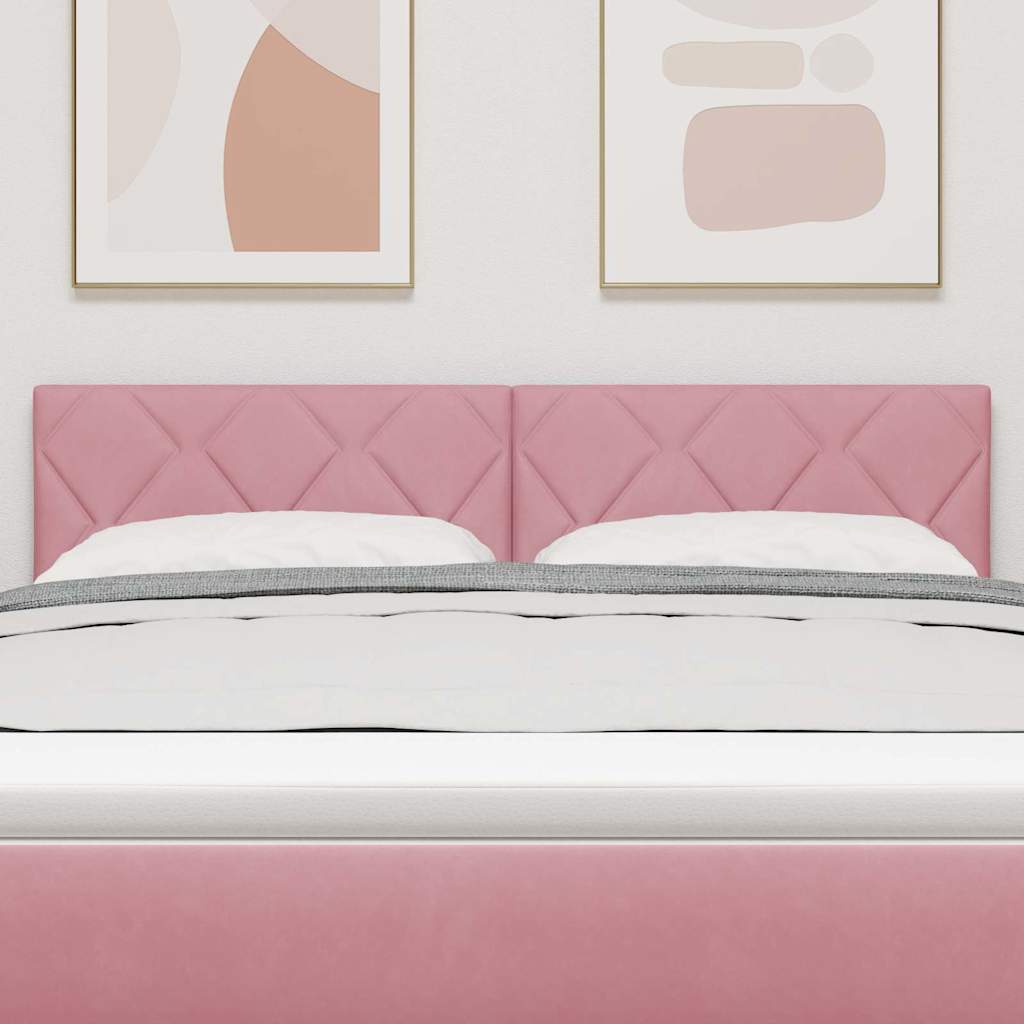 Cabeceira LED com luzes de tira LED Manual Rosa 144 cm Veludo