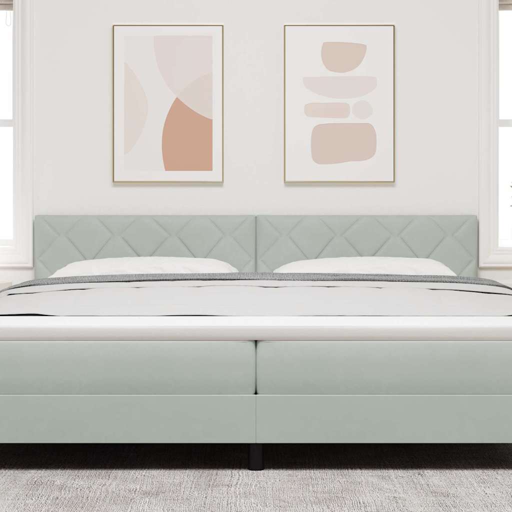 Cabeceira LED Geométrico Manual Cinzento-claro 200 cm Veludo