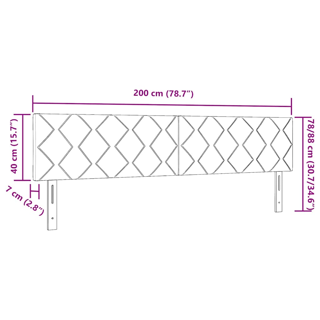 Cabeceira LED Geométrico Manual Cinzento-claro 200 cm Veludo