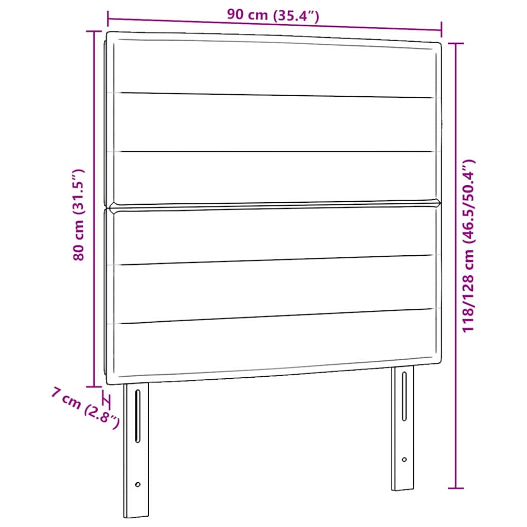 Cabeceira LED Montado na parede Cinzento escuro 90 cm tecido