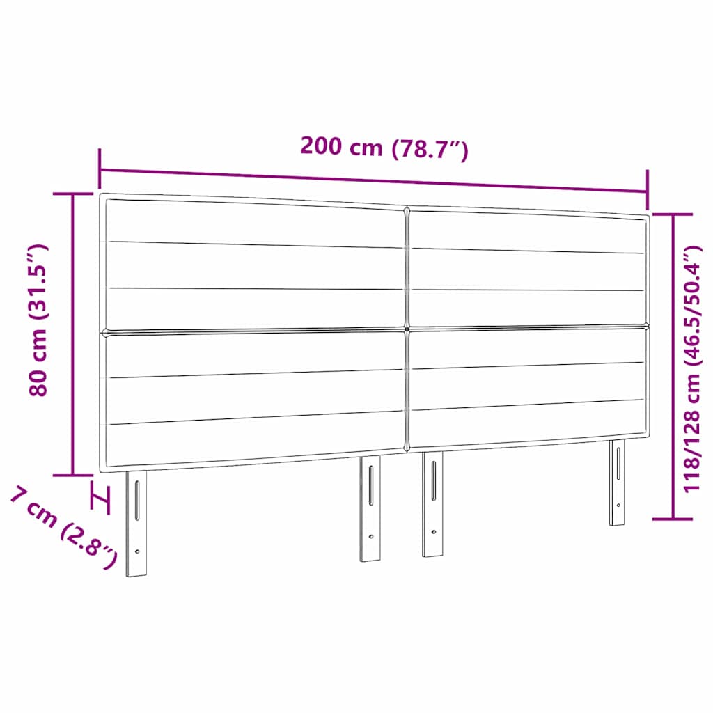 Cabeceira LED Montado na parede Cinzento escuro 200 cm tecido