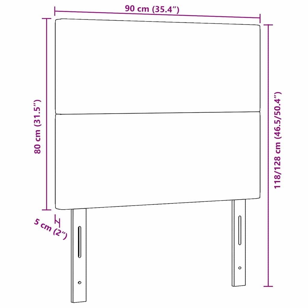 Cabeceira LED Montado na parede Cinzento escuro 90 cm tecido