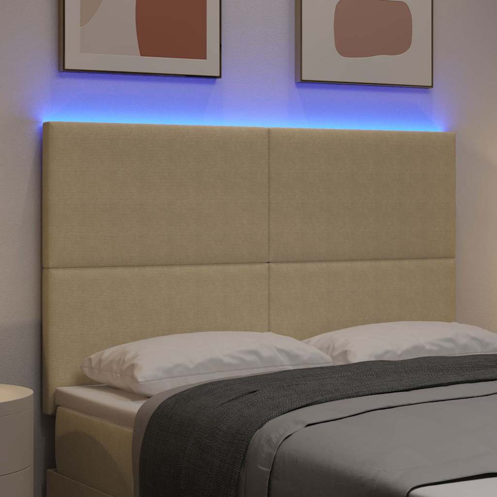 Cabeceira LED com luzes de tira LED Cinza verde 144 cm tecido