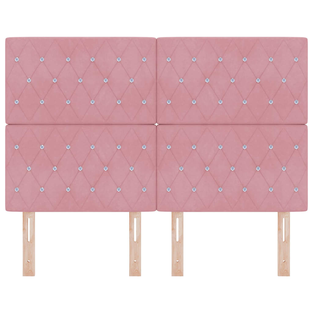 Cabeceira LED com luzes de tira LED Losangos Rosa 80 cm Veludo