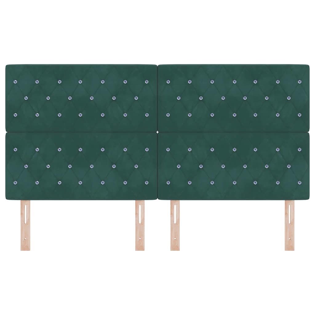 Cabeceira LED com luzes de tira LED Verde-escuro 90 cm Veludo