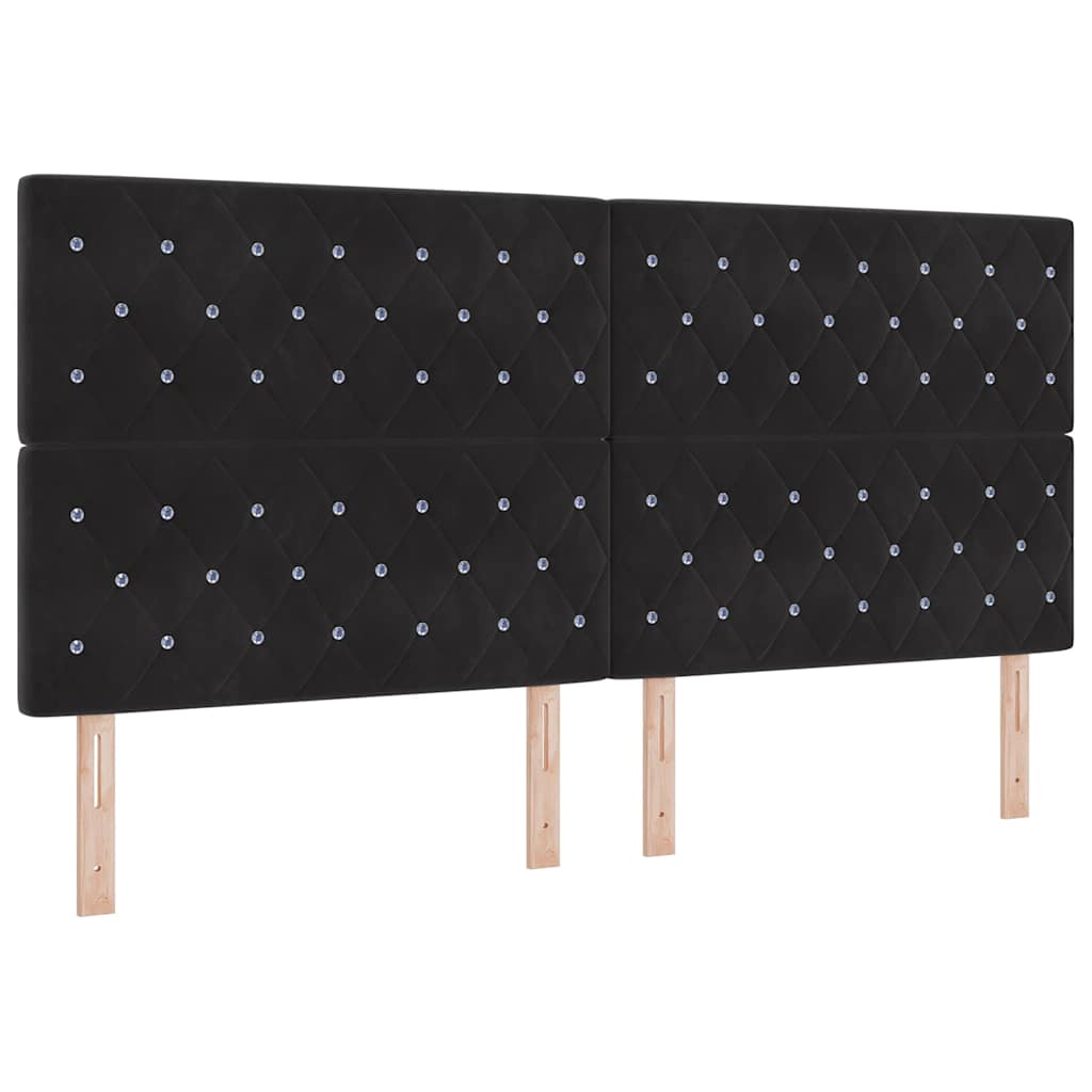 Cabeceira LED com luzes de tira LED Manual Preto 100 cm Veludo