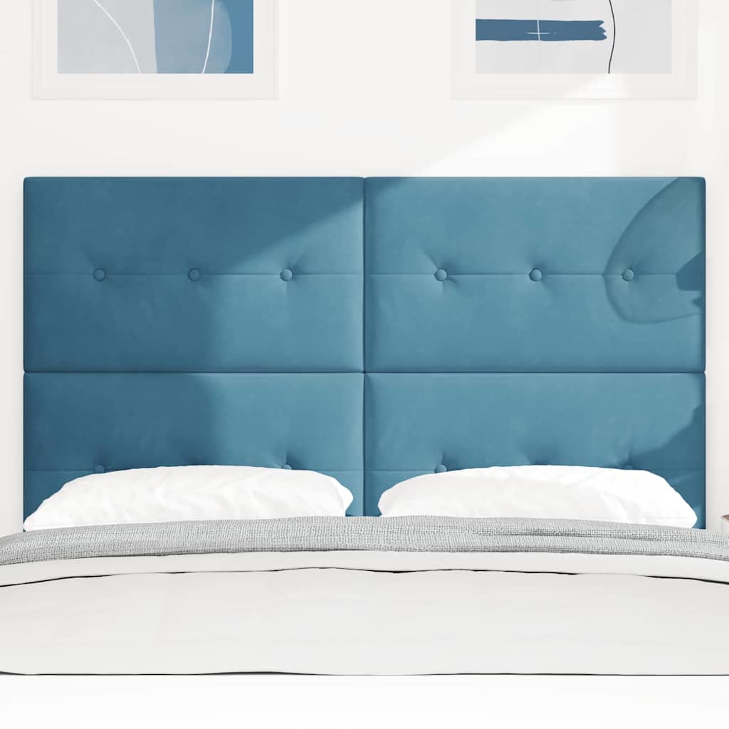 Cabeceira com luzes de tira LED com cabeceira Azul 72 cm Veludo