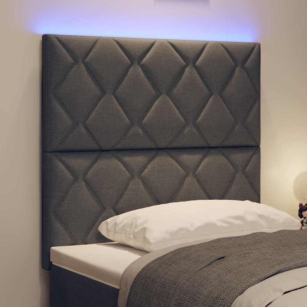 Cabeceira com luzes de tira LED Ajustável Cinzeto 90 cm tecido