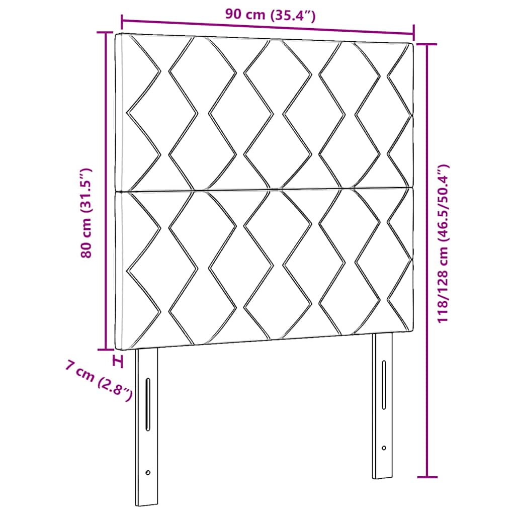 Cabeceira LED com luzes de tira LED Manual Rosa 90 cm Veludo