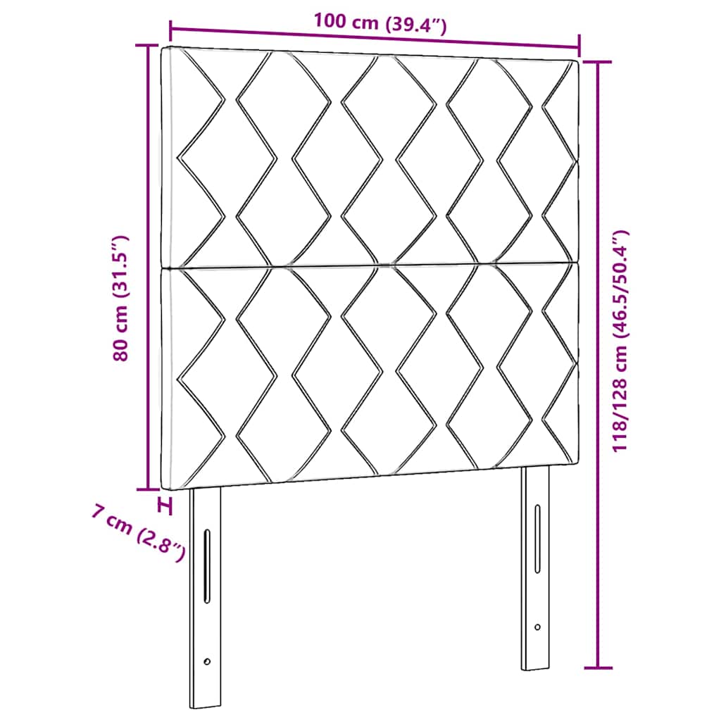 Cabeceira LED Geométrico Manual Cinzento escuro 100 cm Veludo