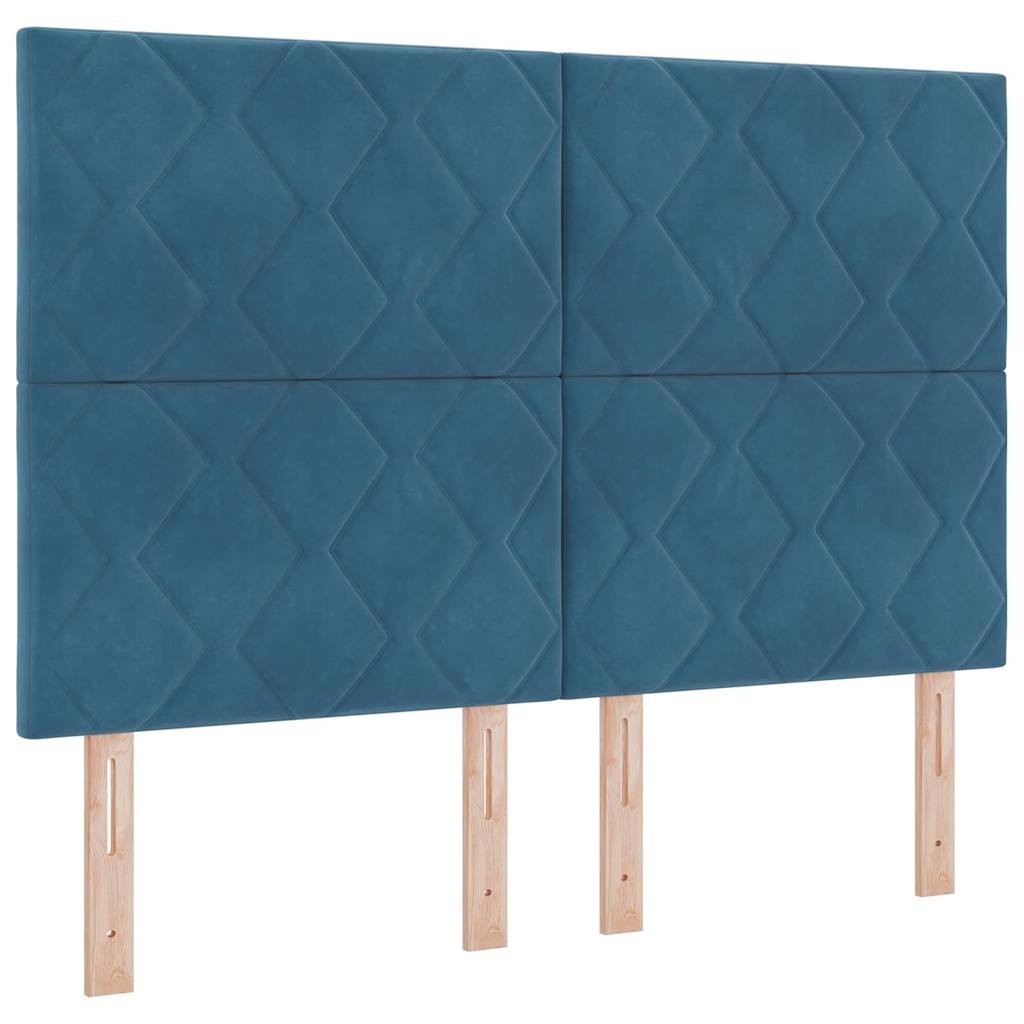 Cabeceira LED com luzes de tira LED Azul escuro 144 cm Veludo