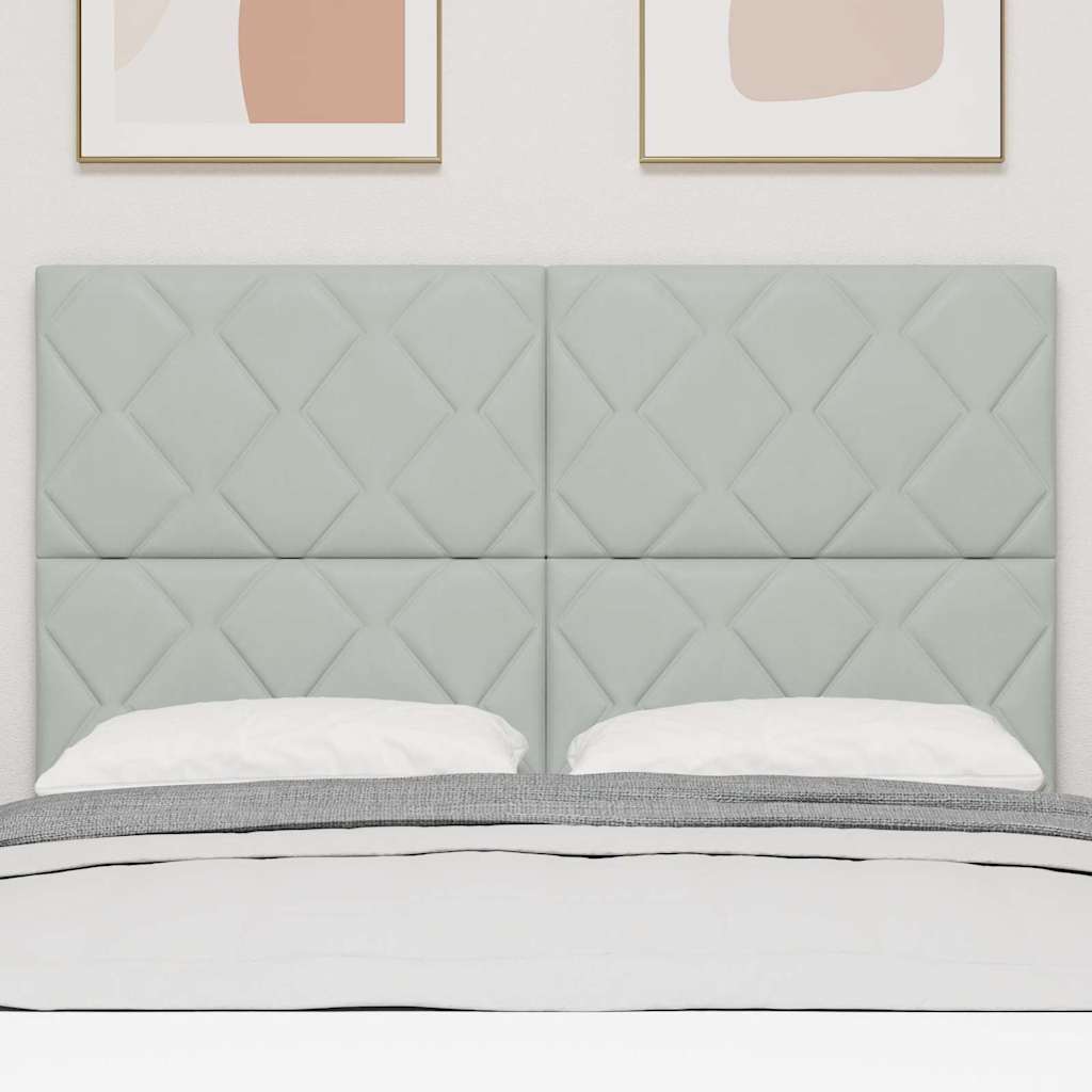 Cabeceira LED Geométrico Manual Cinzento-claro 160 cm Veludo