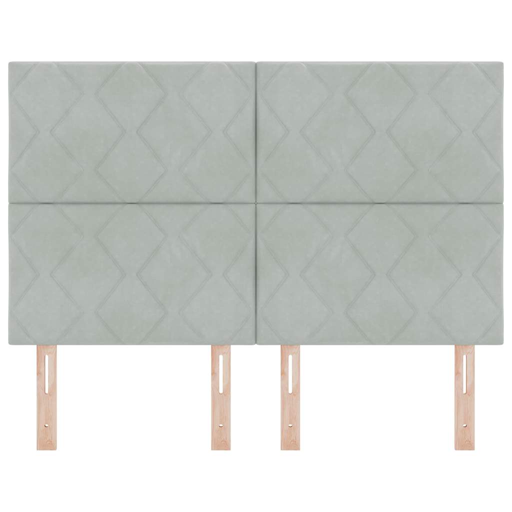 Cabeceira LED Geométrico Manual Cinzento-claro 160 cm Veludo