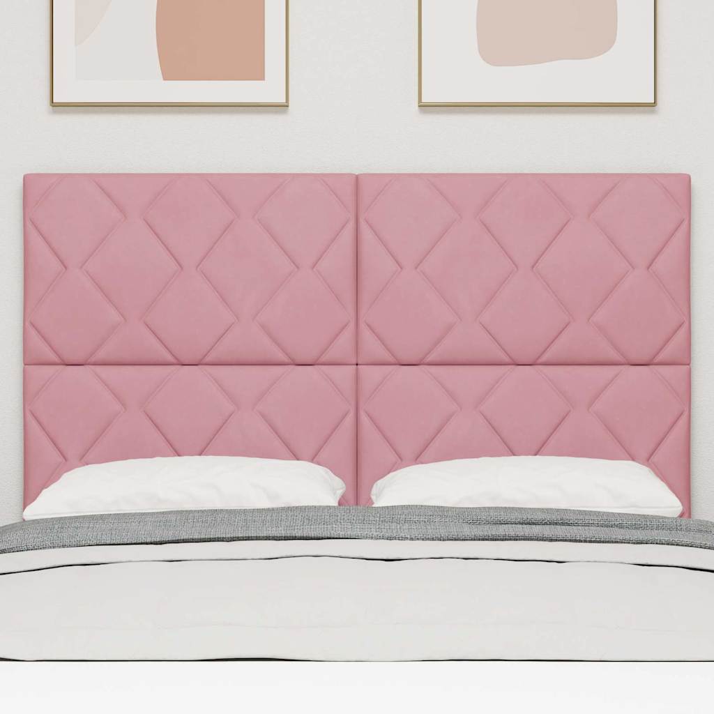 Cabeceira LED com luzes de tira LED Manual Rosa 160 cm Veludo