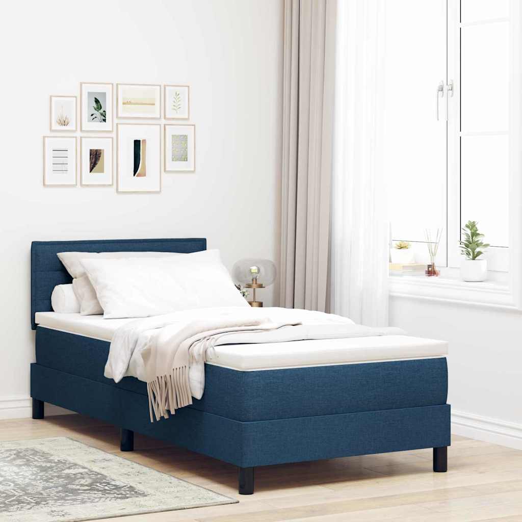 Cama box spring com colchão com colchão Azul 90 x 200 cm tecido