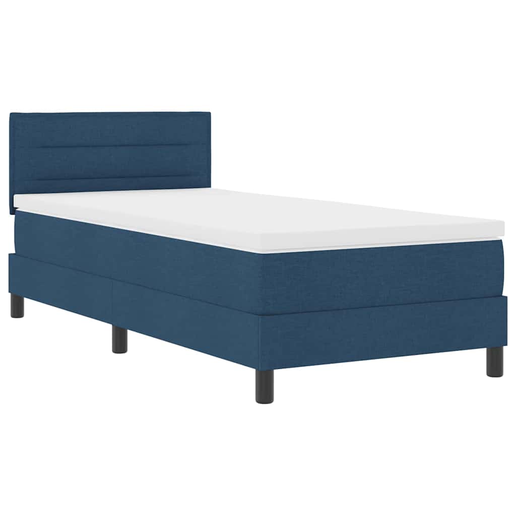 Cama box spring com colchão com colchão Azul 90 x 200 cm tecido
