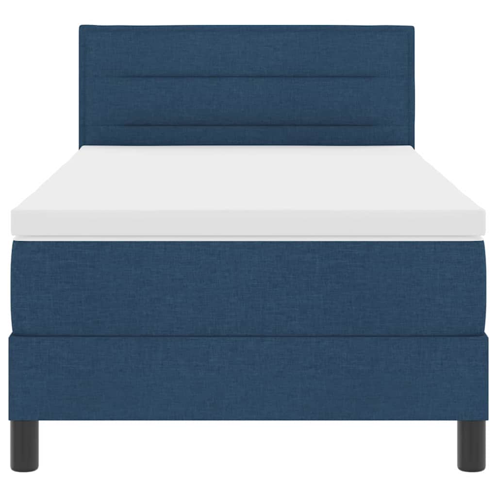 Cama box spring com colchão com colchão Azul 90 x 200 cm tecido