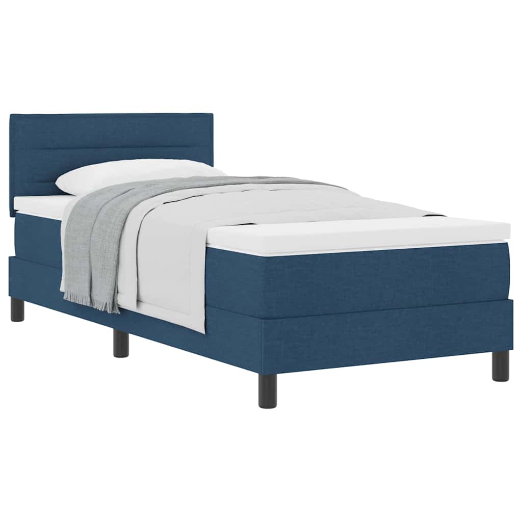 Cama box spring com colchão com colchão Azul 90 x 200 cm tecido