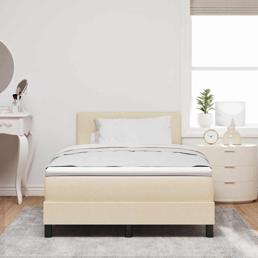 Cama box spring com colchão Creme 120 x 190 cm tecido
