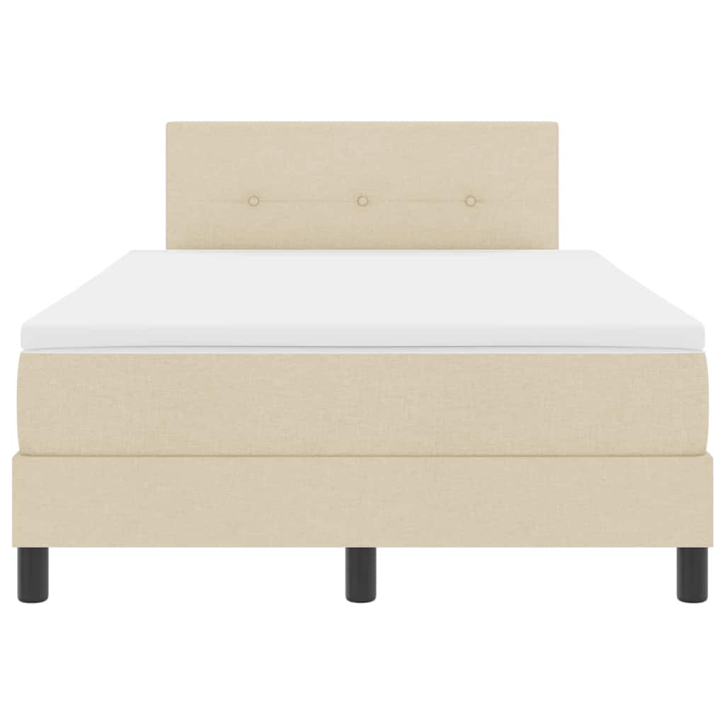 Cama box spring com colchão Creme 120 x 190 cm tecido