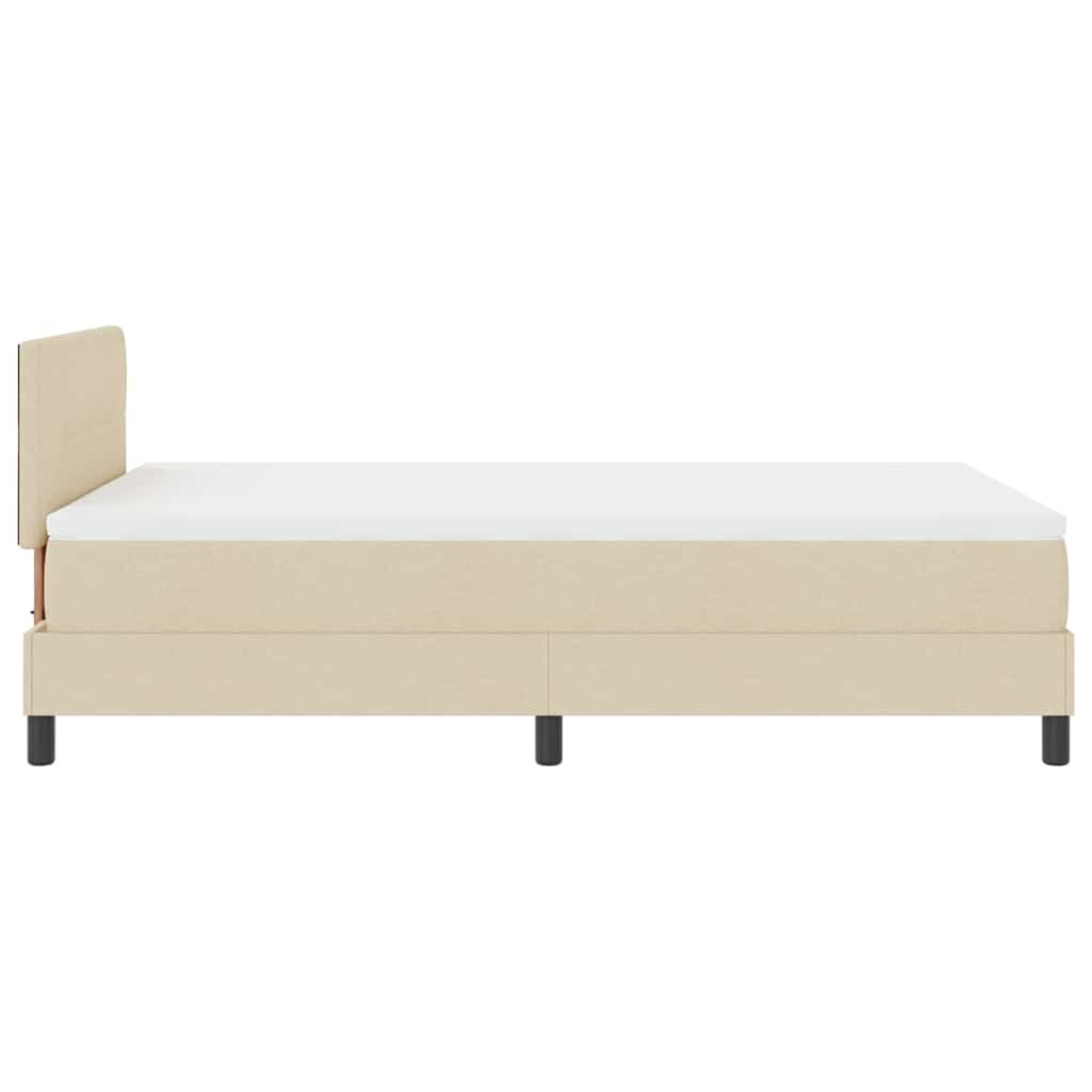 Cama box spring com colchão Creme 120 x 190 cm tecido