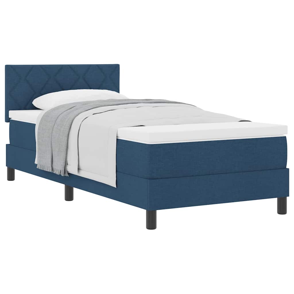 Cama box spring com colchão Azul Escuro 90 x 200 cm tecido