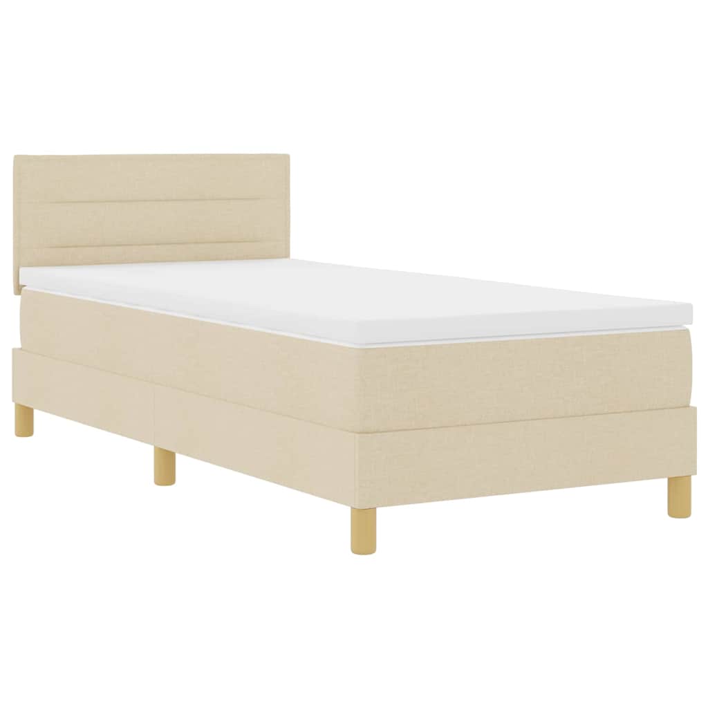 Cama box spring com colchão Creme 100 x 200 cm tecido