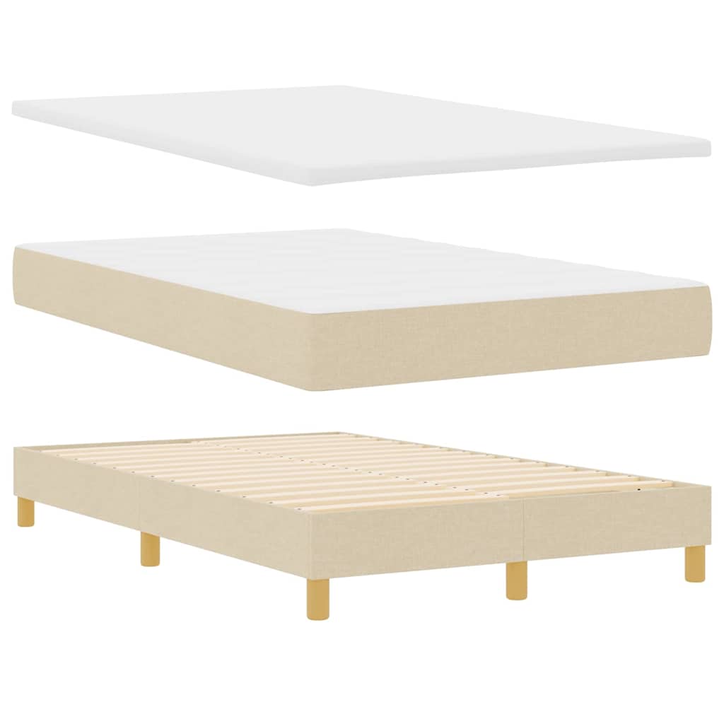 Cama box spring com colchão Creme 120 x 190 cm tecido