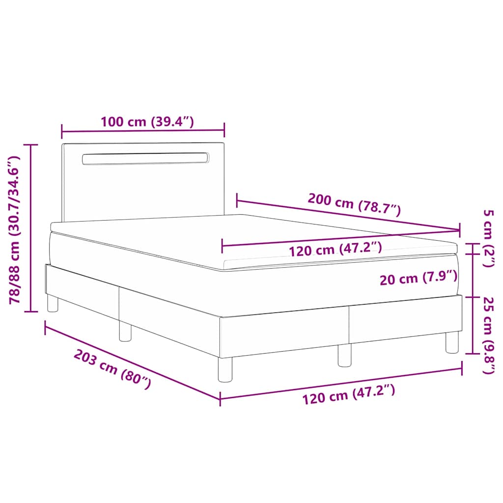 Estrutura de cama com colchão com colchão Branco 120 x 200 cm