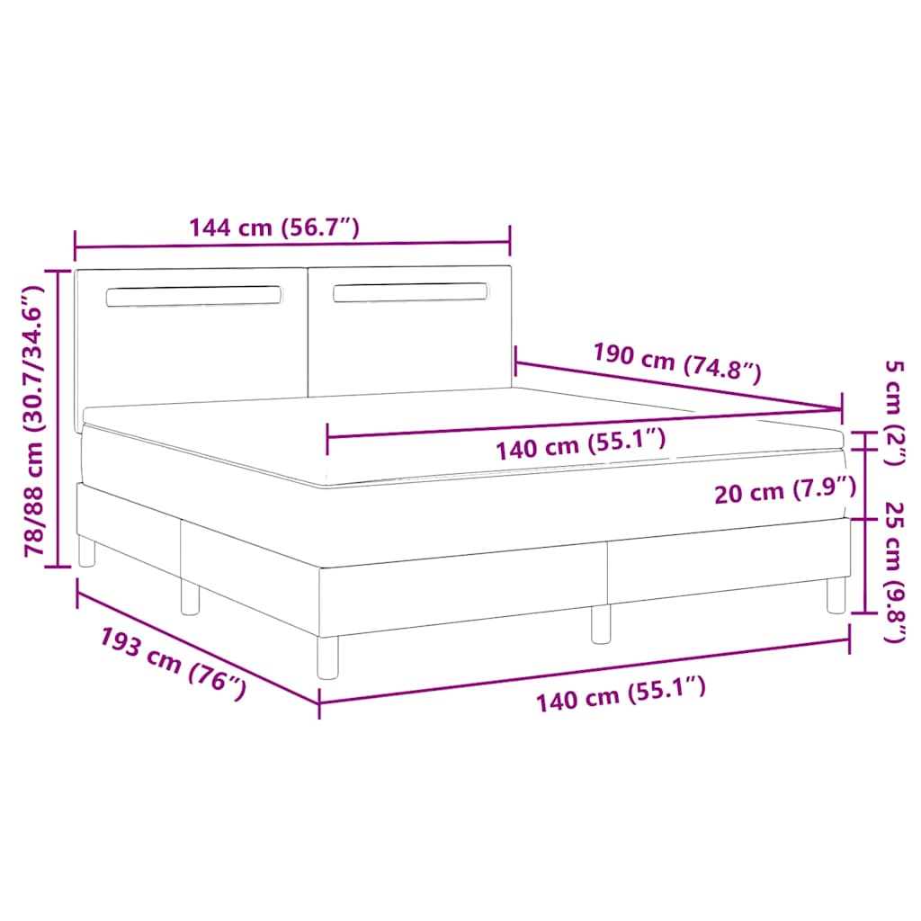 Estrutura de Cama com Colchão Cappuccino 140 x 190 cm